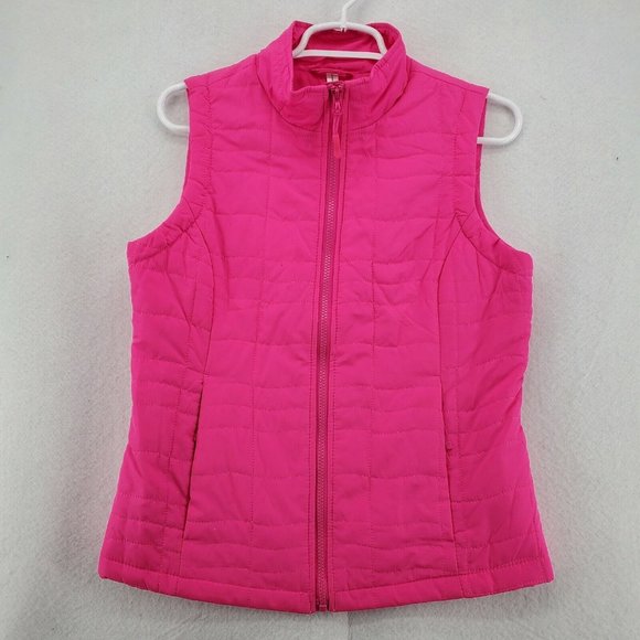 EXERTEK Vest Women's Full Zip Quilted Pockets Polyester Bright Pink Size Small - Picture 2 of 12